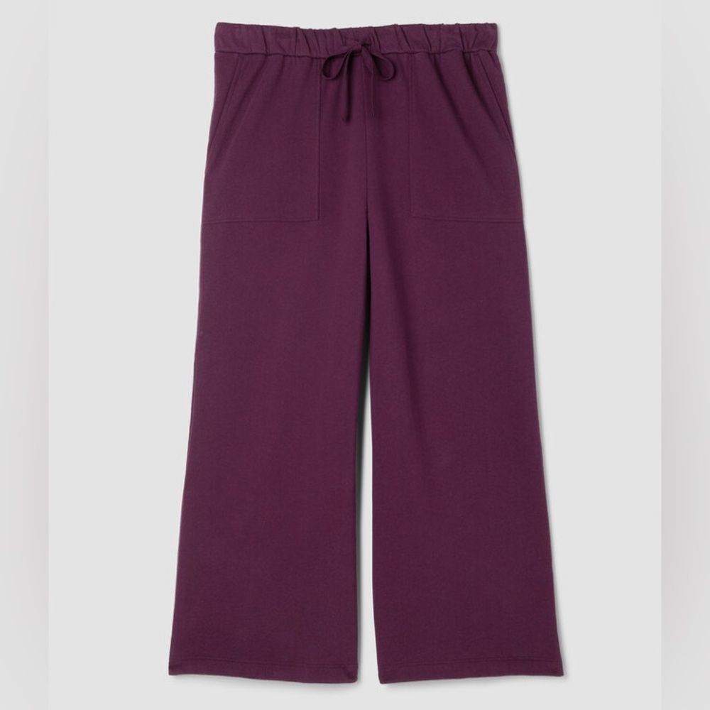 Eileen Fisher Lightweight Organic Cotton Terry Wide-Leg Pant XL Excellent